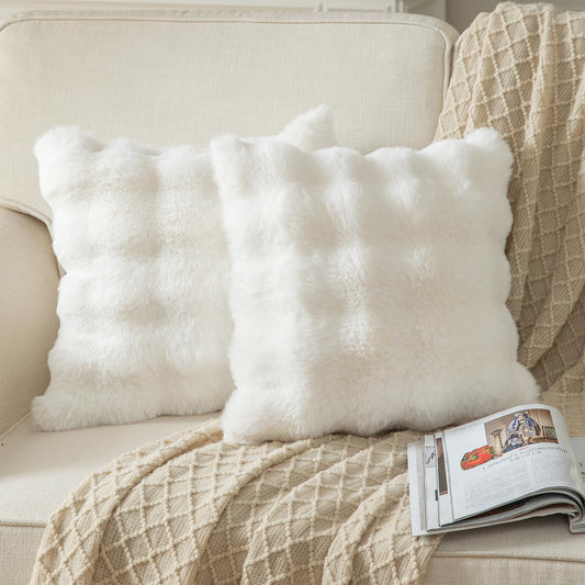 Luxe Cream Faux Fur Pillow Covers